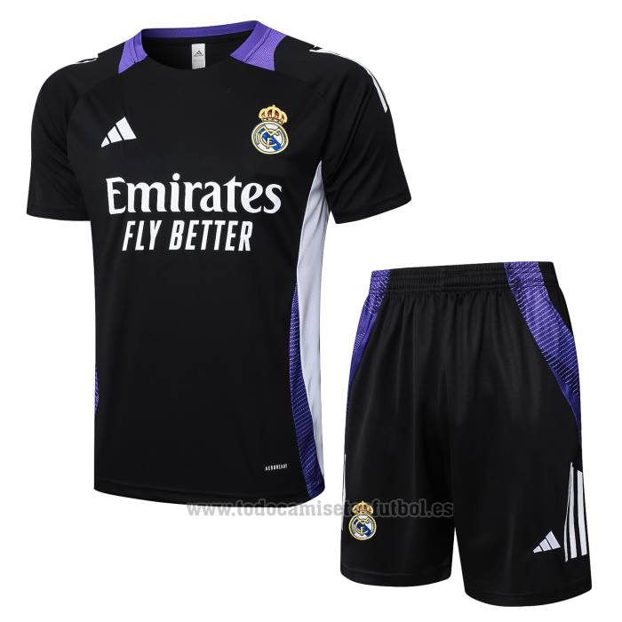 Chandal del Real Madrid Dragon Manga Corta 2024-2025 Negro y Purpura - Pantalon Corto